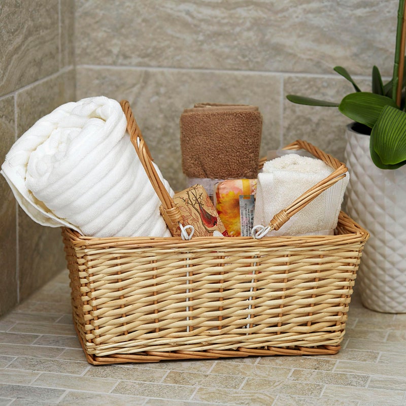Household Essentials Woven Market Basket, Handwoven Willow Weave, Stylish Handles with Durable Metal Anchors, Classic and Versatile, Attractive, Spacious, Lightweight, Natural - Image 2